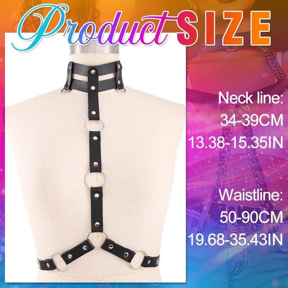 Leather Chest Belt Black Fashion Harness Belt Gothic Body Accessoriess For🦁 - Picture 2 of 7